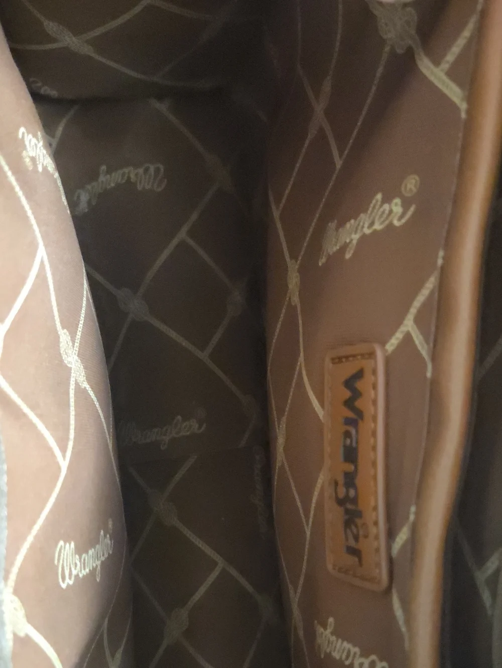 Wrangler Tan Faux-Leather Messenger Bag with Concho Accents